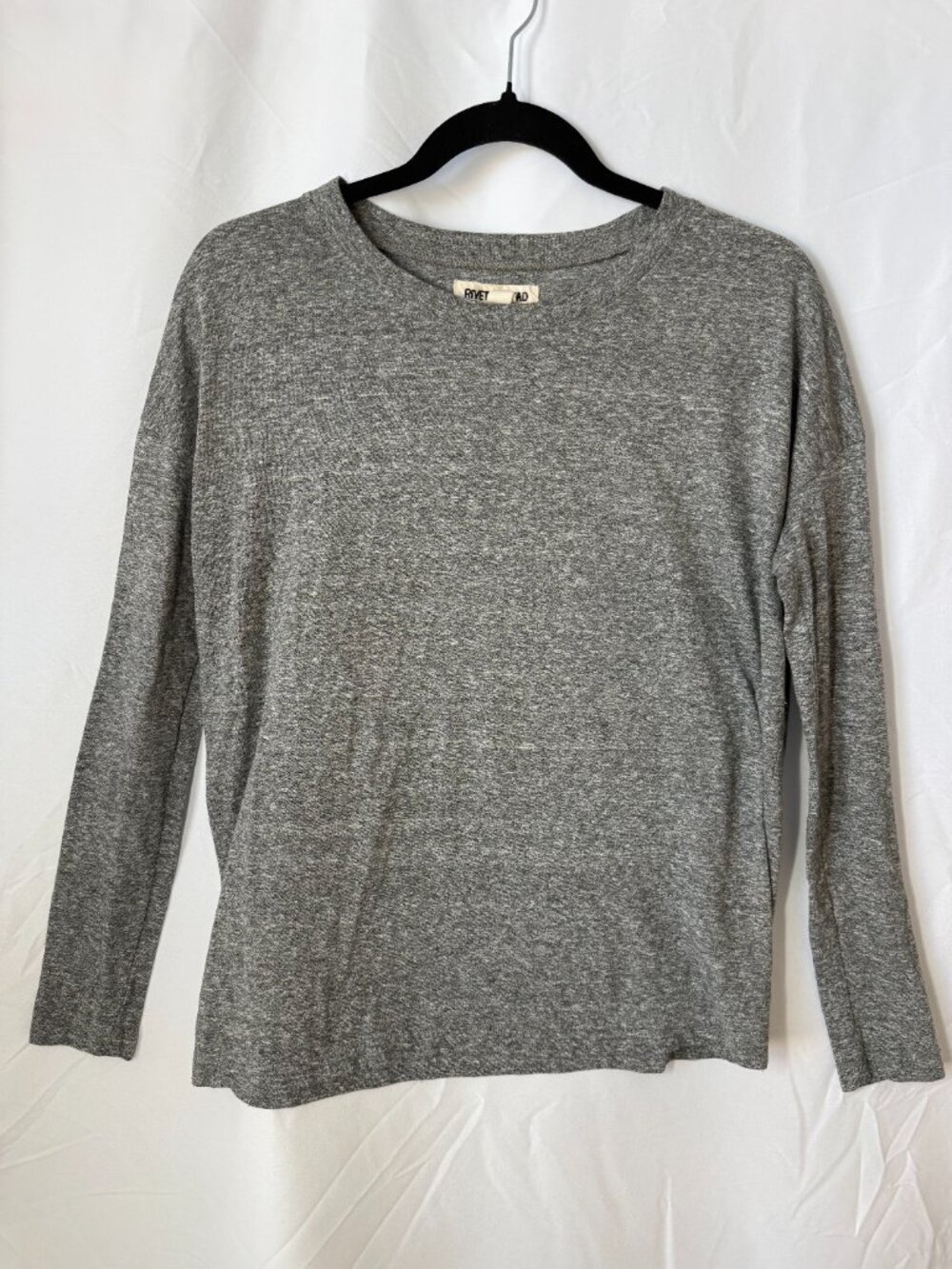 Madewell Rivet & Thread Heather Grey Long-Sleeve Crewneck Tee Top - XS